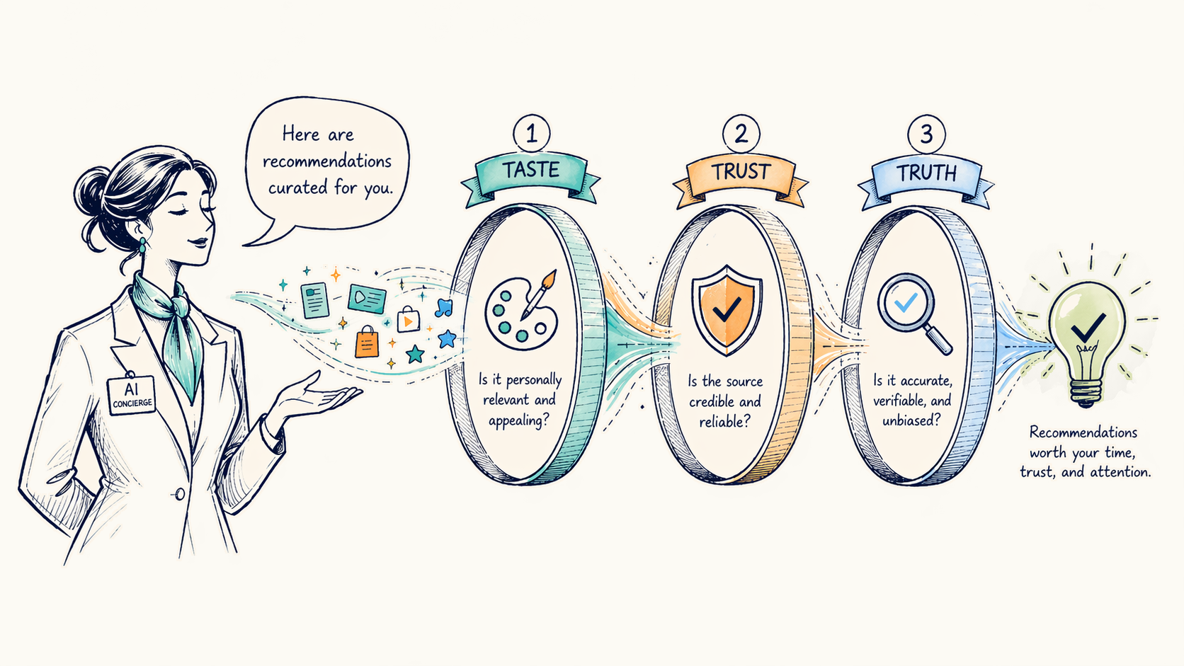 Taste, Trust, and Truth: How to Evaluate AI-Powered Discovery