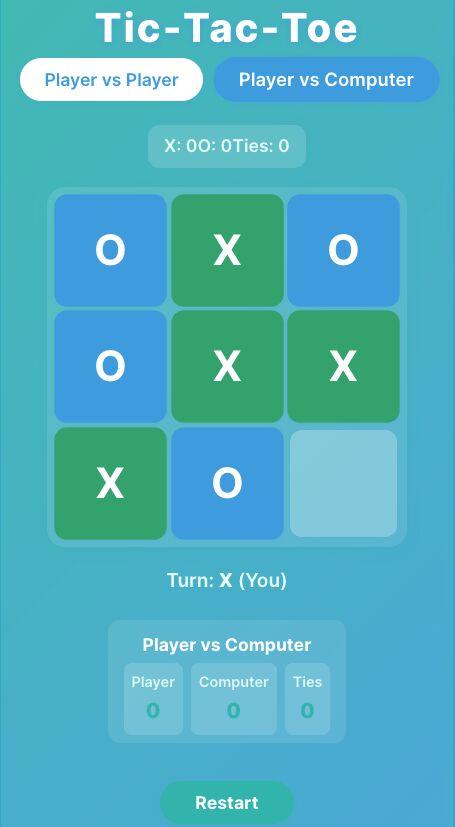 Tic-tac-toe vibe coding game screenshot