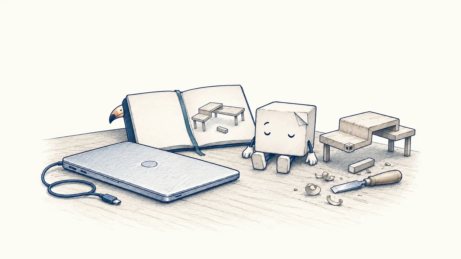 Closing a laptop leaves Bob and the unfinished product work waiting beside it.