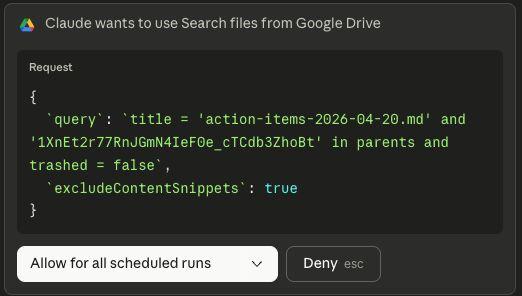 Raw Google Drive query permission dialog